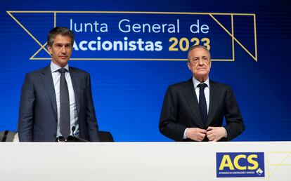 Juan Santamaría, consejero delegado de ACS, y el presidente de la compañía, Florentino Pérez.