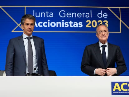 Juan Santamaría, consejero delegado de ACS, y el presidente de la compañía, Florentino Pérez.