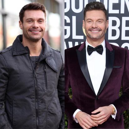 El presentador Ryan Seacrest luce feliz tanto en 2008 como en 2018.