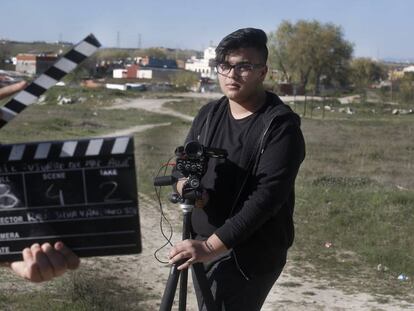 Ra&uacute;l Silva, de 15 a&ntilde;os, rodando un cortometraje en la Ca&ntilde;ada Real.