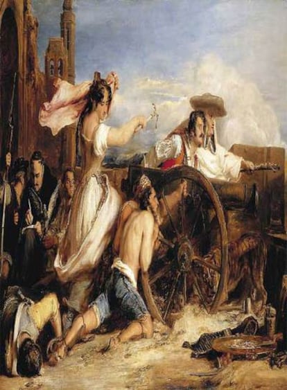La visión descarnada y amarga del Goya de 'Los desastres de la guerra' se contrapone al embeleso un tanto teatral de David Wilkie con el heroísmo hispano en su famoso cuadro 'La defensa de Zaragoza'