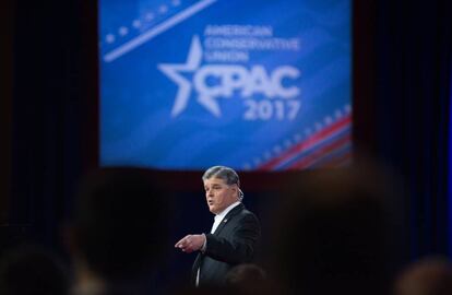 Hannity, en febrero de 2017, durante su intervención en la conferencia anual de CPAC, el mayor foro político conservador