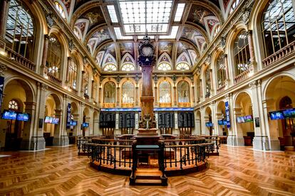 Patio de operaciones de la Bolsa de Madrid.