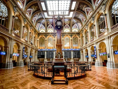 Patio de operaciones de la Bolsa de Madrid.