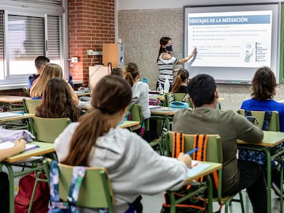 Clase en el instituto Benicalap, en Valencia, en diciembre.