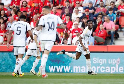 Tchouameni celebra su anotación frente al Mallorca.