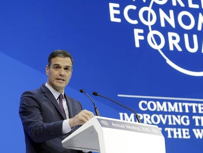 Pedro Sánchez interviene este miércoles en el Foro de Davos.