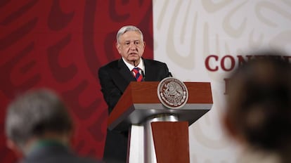 El presidente de México, Andrés Manuel López Obrador, ofrece una rueda de prensa este miércoles, en el Palacio Nacional de Ciudad de México (México).