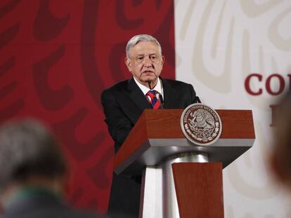 El presidente de México, Andrés Manuel López Obrador, ofrece una rueda de prensa este miércoles, en el Palacio Nacional de Ciudad de México (México).