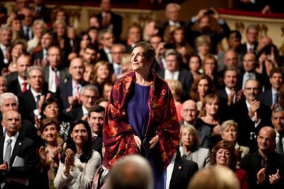 La periodista mexicana Alma Guillermoprieto, galardonada en el campo de la comunicación y las humanidades, a su llegada a los Premios Princesa de Asturias 2018. 