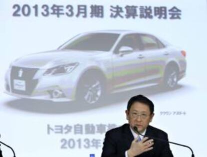 El presidente de Toyota, Akio Toyoda, anuncia los resultados de la compa?a en Tokio (Japn). EFE/Archivo