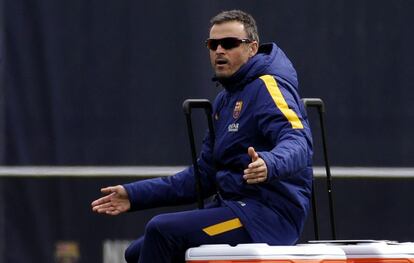 Luis Enrique, durante el último entrenamiento del Barça.