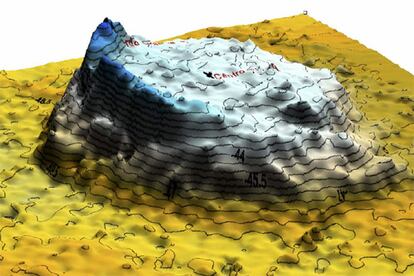 Un gráfico generado por ordenador del volcán Empédocles.