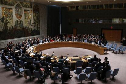 Momento de la votación de la resolución de ayuda humanitaria a Siria en el Consejo de Seguridad de la ONU.