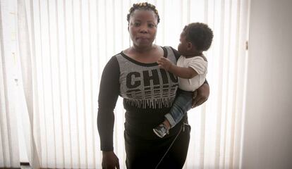 Esther and her nine-month-old baby at the White Cross Foundation in Algeciras.