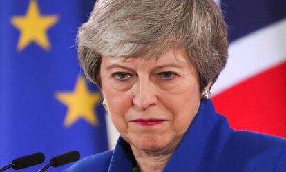 La primera ministra británica, Theresa May, en Bruselas, el pasado 11 de abril.