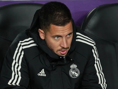 Eden Hazard, en el banquillo de Zorrilla el 30 de diciembre de 2022.