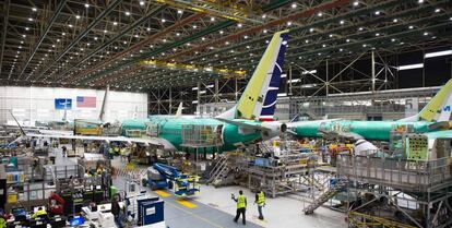 Línea de producción del 737 Max en Renton, Washington