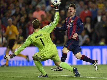 Messi marcant el segon gol a les semifinals contra el Bayern.