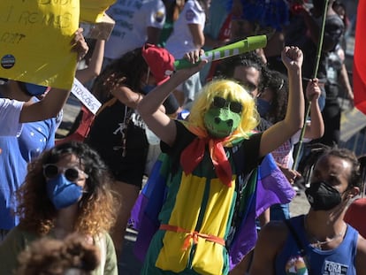 Protesto contra o presidente Bolsonaro no Rio de Janeiro, em 24 de julho.