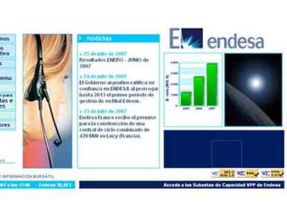 La <i>web</i> de Endesa.