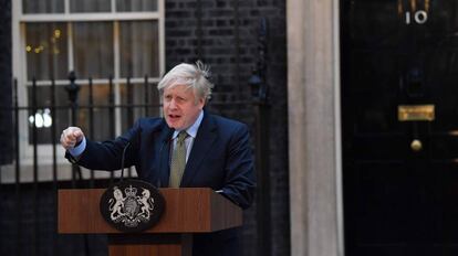 El primer ministro británico, Boris Johnson, este viernes en Downing Street (Londres). 