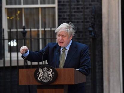 El primer ministro británico, Boris Johnson, este viernes en Downing Street (Londres). 