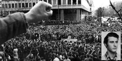 The funeral of the lawyers killed in the massacre (Inset: fugitive Fernado Lerdo).