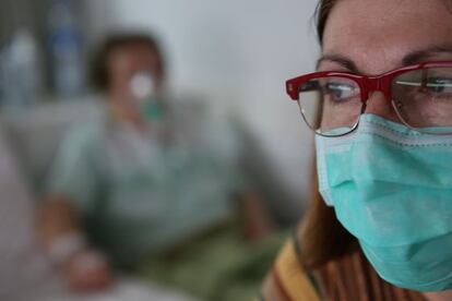 Enfermos de gripe en el Hospital Mútua de Terrassa a principios de enero.