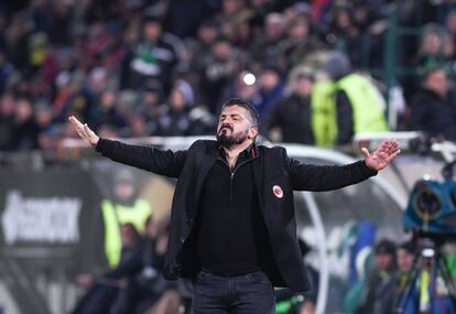 Gattuso, durante el partido de Liga Europa ante el Ludogorets.