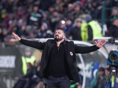 Gattuso, durante el partido de Liga Europa ante el Ludogorets.