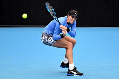 Garbiñe Muguruza, en un partido de preparación del Open de Australia de inicios de año.