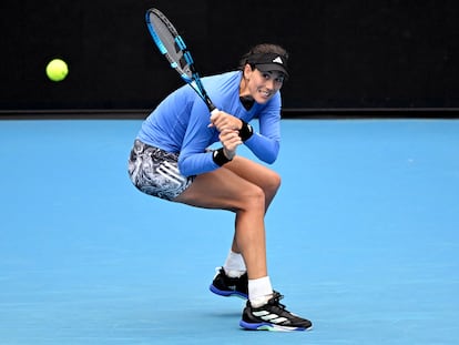 Garbiñe Muguruza, en un partido de preparación del Open de Australia de inicios de año.