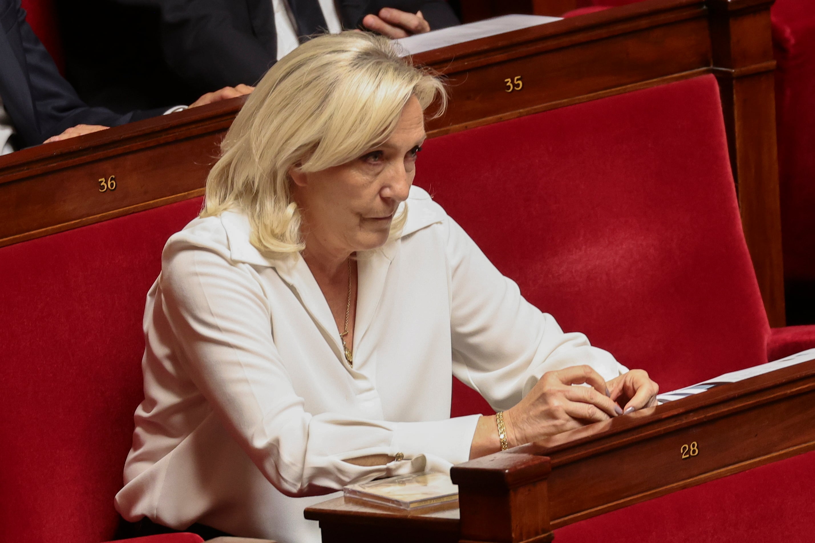Le Pen, una candidata sin complejos: La líder ultra hace campaña en Francia con el nombre del partido de Macron