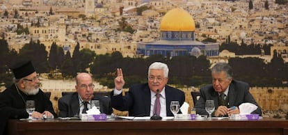 El presidente palestino, Mahmud Abbas, gesticula durante una de sus intervenciones en El Consejo Central Palestino el pasado lunes.