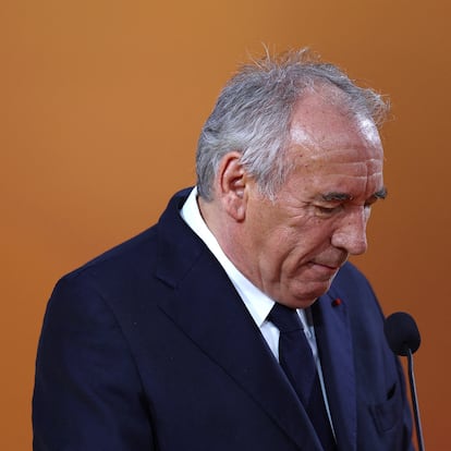 French Prime Minister Francois Bayrou reacts as he delivers a speech during the MEDEF union summer forum "La Rencontre des Entrepreneurs de France, LaREF" in Paris, France, August 28, 2025. REUTERS/Abdul Saboor