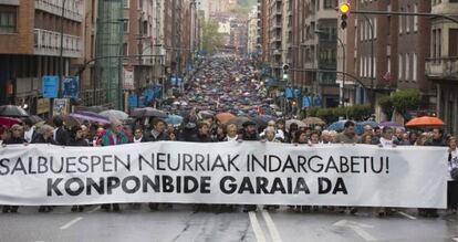 Manifestación en Bilbao, ayer, contra la denominada ‘doctrina Parot’.