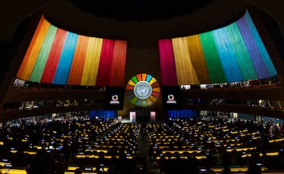 Delegates gather at the start of a high-level summit on the United Nations' Sustainable Development Goals on the sidelines of this week's General Debate of the United Nations General Assembly at UN Headquarters in New York, New York, USA, 18 September 2023