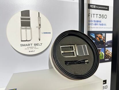 A smart belt developed by South Korean startup Belt.