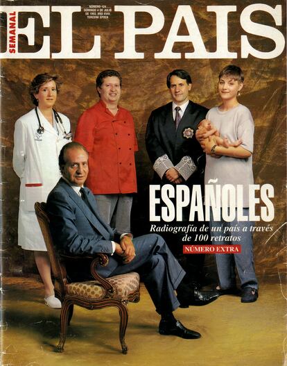 Pilar Martín-Carrillo es la primera por la izquierda en esta portada de 'El País Semanal', que corresponde al número 124 del suplemento y que se publicó el domingo 4 de julio de 1993.