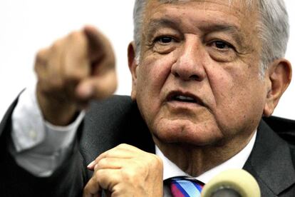 Andres Manuel Lopez Obrador en la rueda de prensa sobre el nuevo aeropuerto.