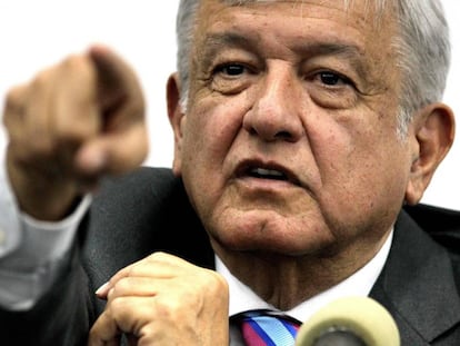 Andres Manuel Lopez Obrador en la rueda de prensa sobre el nuevo aeropuerto.