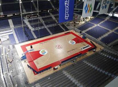 Visión panorámica del Palacio de los Deportes de Madrid, donde se disputará a partir de hoy la 'Final Four' de baloncesto.