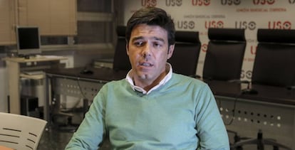 El secretario general de USO, Joaqu&iacute;n P&eacute;rez, durante la entrevista