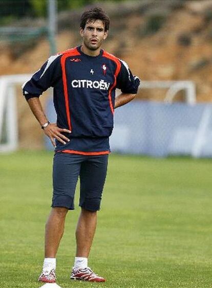 Oubiña, en un entrenamiento del Celta de Vigo