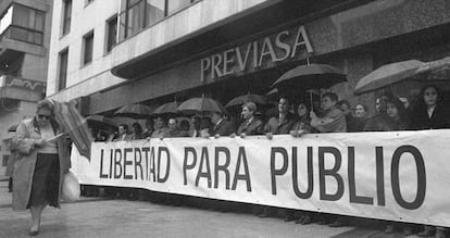 Manifestación por la liberación de Publo Cordón, secuestrado por el GRAPO.