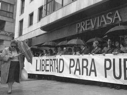 Manifestación por la liberación de Publo Cordón, secuestrado por el GRAPO.