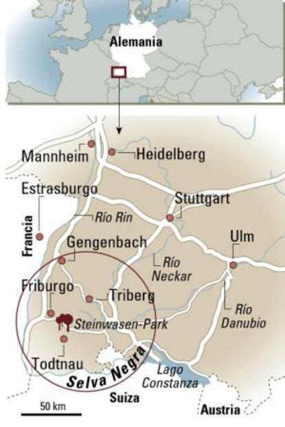 Mapa de la Selva Negra, en Alemania.