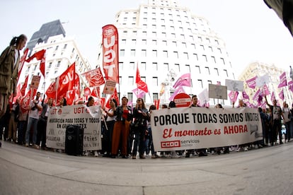 Concentración en Madrid contra Inditex, este viernes.