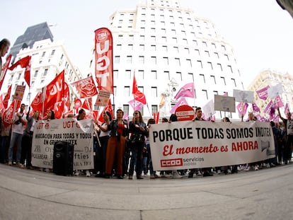 Concentración en Madrid contra Inditex, este viernes.